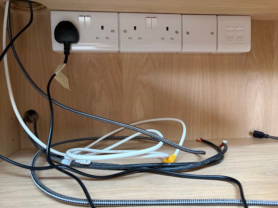Inside the media unit, AV cabling