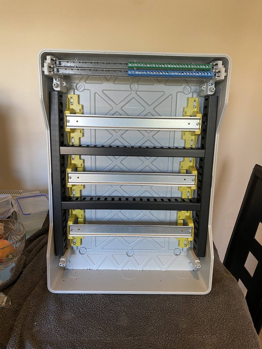 Empty automation rack enclosure before wiring