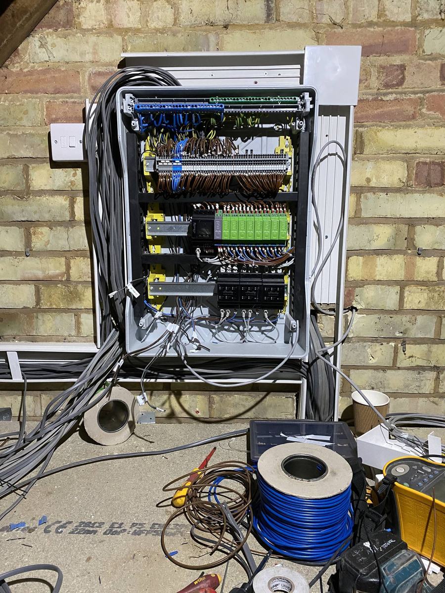 Automation rack wiring in progress