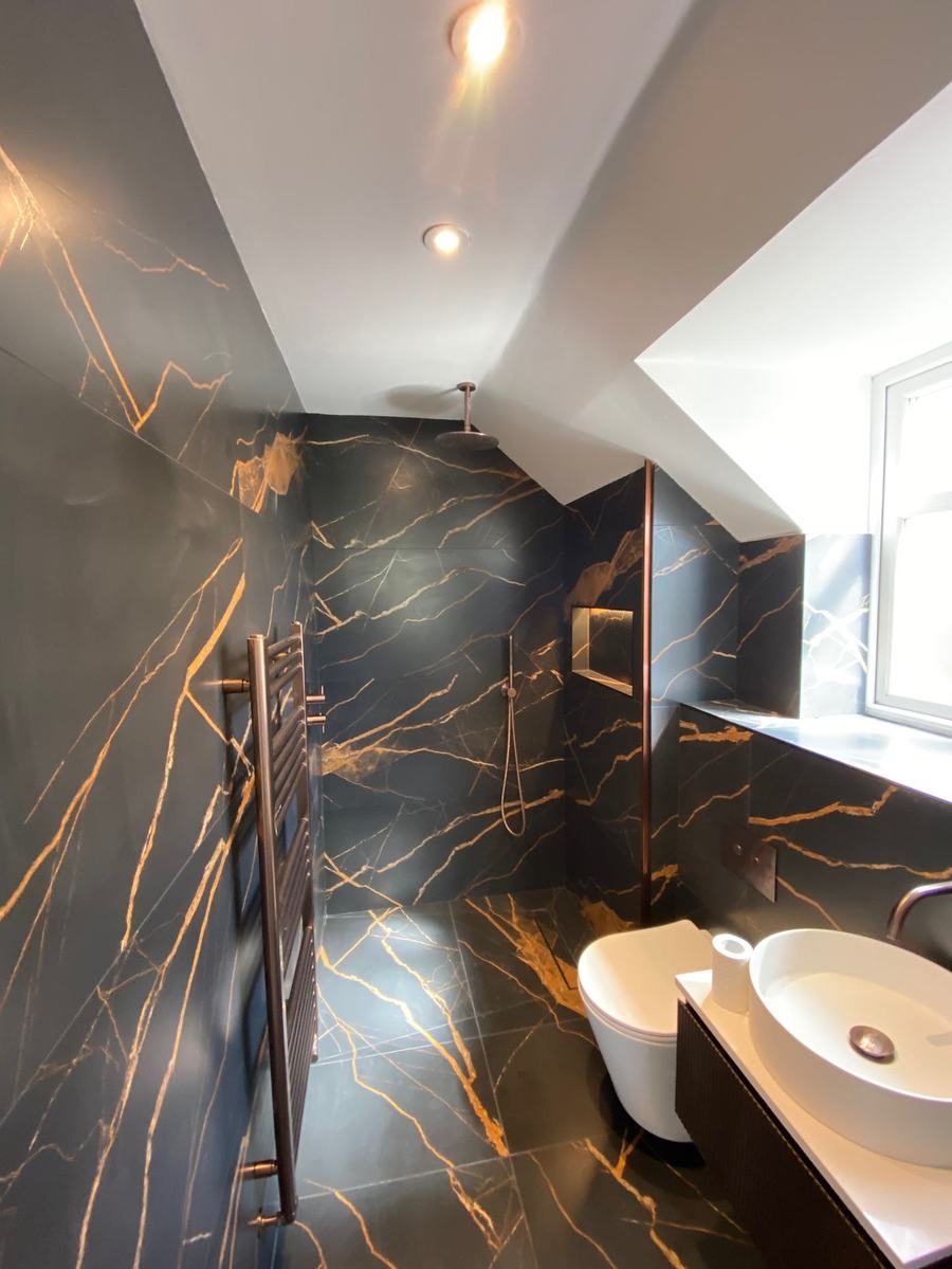 Bathroom lighting installation, detail