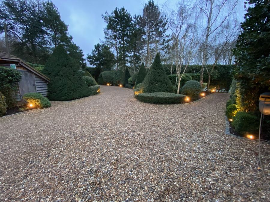 Finished driveway lighting installation